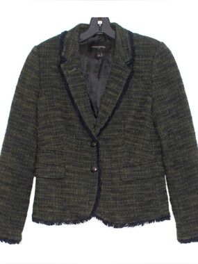 Banana Republic Womens Jacket Blazer Tweed Green Blue 4 LH
